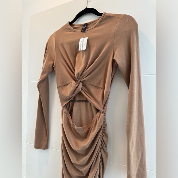 Windsor Taupe Cutout Bodycon Long Sleeve Mini Dress Wedding Party NWT Size M - Picture 11 of 13
